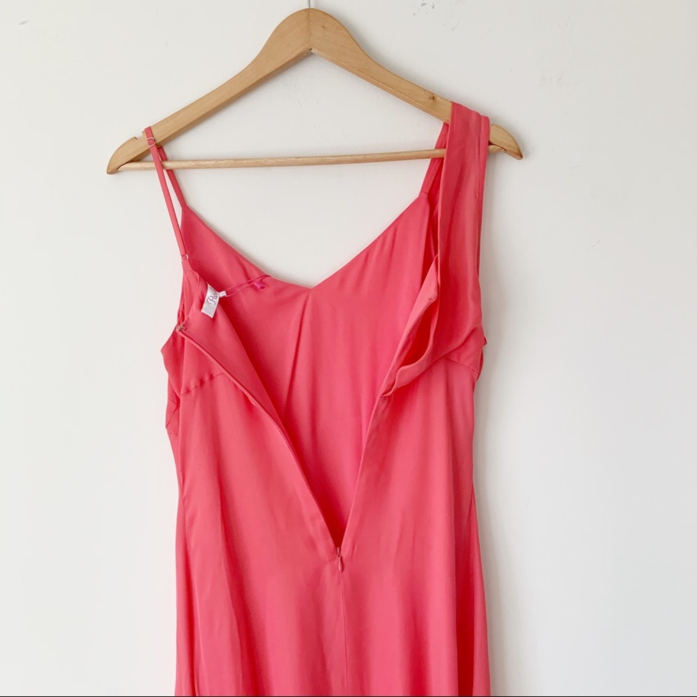 Parker Pippy Asymmetrical Silk Blend Coral Dress - Picture 6 of 8